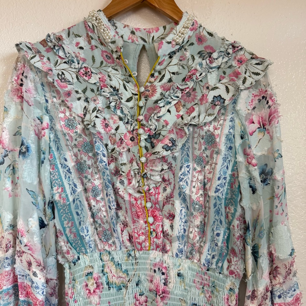 Hana Ruffled Floral Burnout Dress Size S - Picture 5 of 13